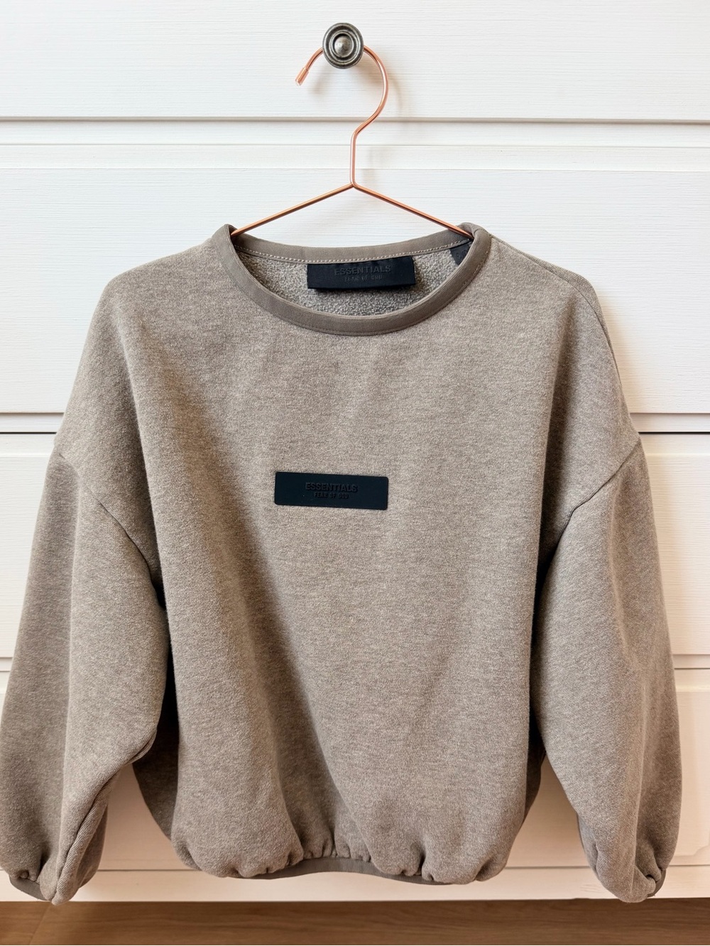 ESSENTIALS Child Taupe Crewneck Sweatshirt